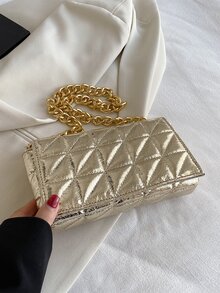 CONTAINEVERY Túi vai Kẻ sọc Chuỗi Mốt - Vàng - Xem 2