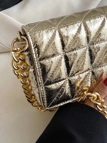 CONTAINEVERY Túi vai Kẻ sọc Chuỗi Mốt - Vàng - Xem 4