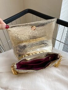 CONTAINEVERY Túi vai Kẻ sọc Chuỗi Mốt - Vàng - Xem 5