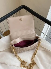 CONTAINEVERY Waterproof,Lightweight,Business Casual Quilted Chain Flap Square Bag For Teen Girls Women College Students,Rookies & White-collar Workers Perfect for Office,College,Work ,Business,Commute - Khaki - View 6