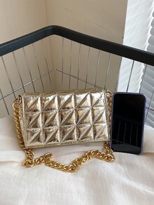 CONTAINEVERY Túi vai Kẻ sọc Chuỗi Mốt - Vàng - Xem 6