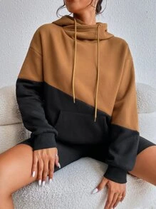 Flirla Áo hoodie rút túi Kangaroo Colorblock, Áo dài tay - Nhiều màu - Xem 3