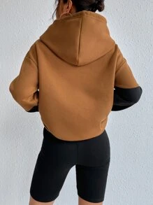 Flirla Áo hoodie rút túi Kangaroo Colorblock, Áo dài tay - Nhiều màu - Xem 2