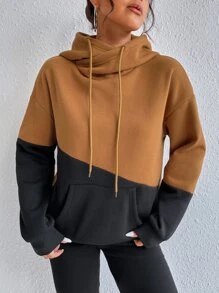 Flirla Áo hoodie rút túi Kangaroo Colorblock, Áo dài tay - Nhiều màu - Xem 5