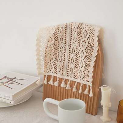 1入組鏤空流蘇邊餐墊,波西米亞織物編織設計餐墊適用於晚餐桌子