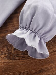 Niñas Vestido de manga con volante ribete con fruncido - Neblina azul - Ver 7