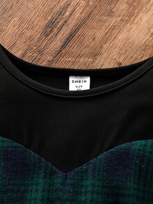 Girls Plaid Print Flounce Sleeve Belted Dress - Multicolor - View 4