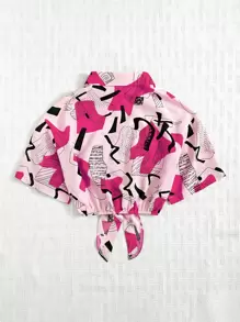 Trelyra Áo sơ mi tay ngắn in họa tiết ngẫu nhiên nhiều màu sắc dành cho nữ - Hồng - Xem 2