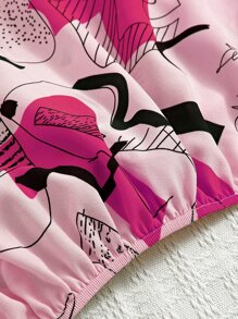 Trelyra Áo sơ mi tay ngắn in họa tiết ngẫu nhiên nhiều màu sắc dành cho nữ - Hồng - Xem 4