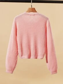 SHEIN Teen Girls Solid Twist Front Drop Shoulder Jumper - Baby Pink - View 2