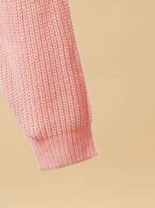 SHEIN Teen Girls Solid Twist Front Drop Shoulder Jumper - Baby Pink - View 3