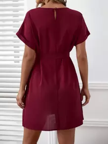 SHEIN 孕婦蝙蝠袖繫腰帶洋裝