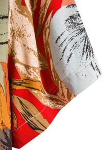 Manfinity RSRT Men Random Tropical Print Button Up Shirt - Red - View 3