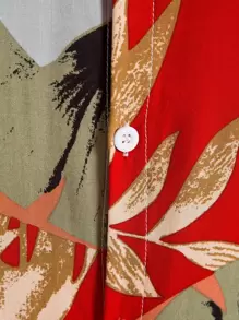 Manfinity RSRT Men Random Tropical Print Button Up Shirt - Red - View 4