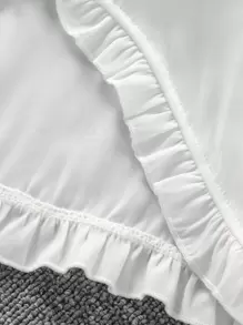 SHEIN Blusa Y Vestido Cami Con Ribete De Volantes Sólidos Para Niña Pre-adolescente - Azul y blanco - Ver 4