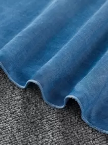 SHEIN Blusa Y Vestido Cami Con Ribete De Volantes Sólidos Para Niña Pre-adolescente - Azul y blanco - Ver 7