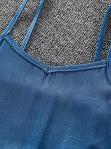 SHEIN Blusa Y Vestido Cami Con Ribete De Volantes Sólidos Para Niña Pre-adolescente - Azul y blanco - Ver 8