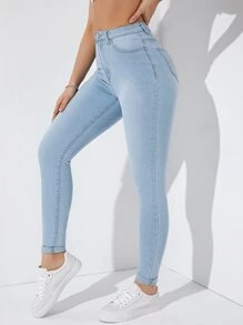 SHEIN Essnce Patch Pocket Skinny Jeans