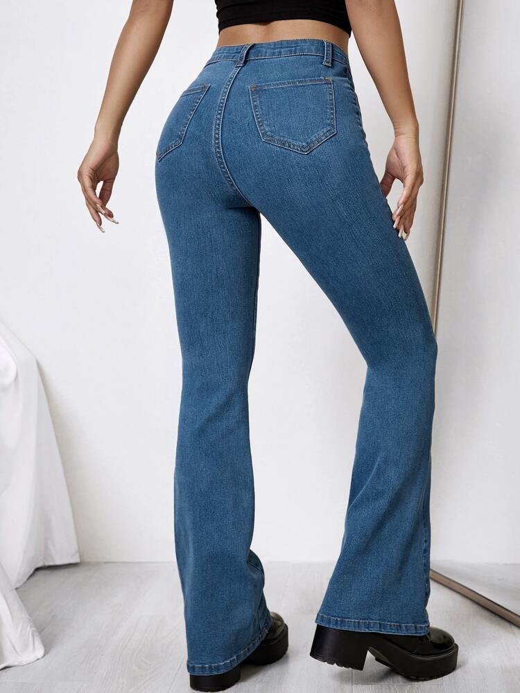 Floral Embroidery Flare Leg Jeans