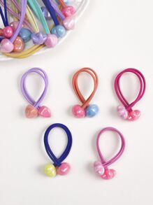 30pcs Toddler Girls Random Color Heart & Star Decor Hair Tie