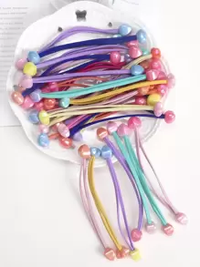 30pcs Toddler Girls Random Color Heart & Star Decor Hair Tie