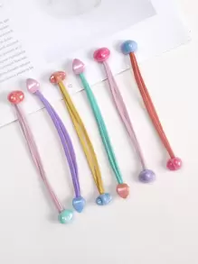 30pcs Toddler Girls Random Color Heart & Star Decor Hair Tie