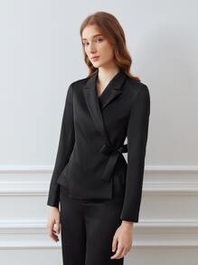 MOTF PREMIUM TIE SIDE WRAP BLAZER - Black - View 7