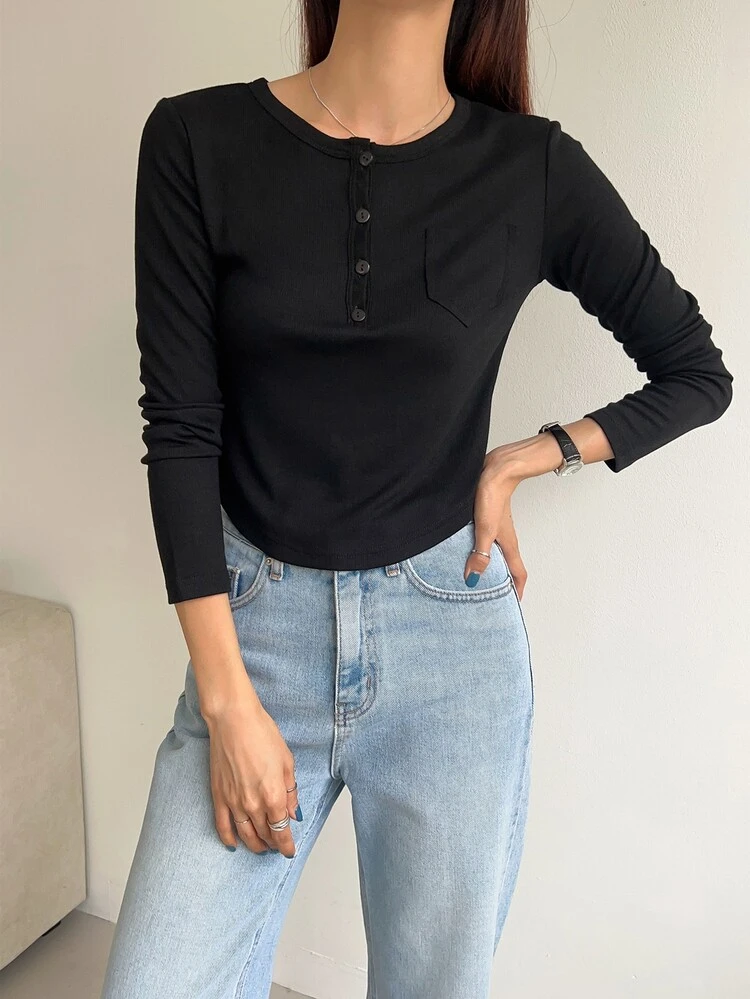 Half Button Placket Tee