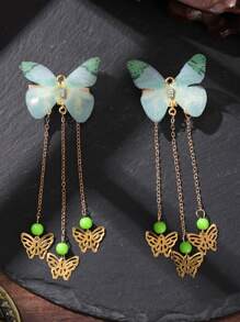 2 piezas Horquilla con diseño de diamante de imitación con diseño de mariposa - Multicolor - Ver 2