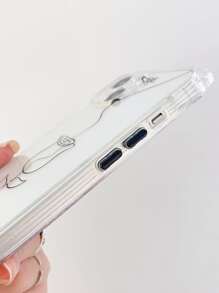 花朵圖案手機殼附帶繩子 - 無色 - 查看 4