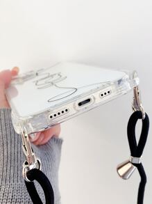 花朵圖案手機殼附帶繩子 - 無色 - 查看 5