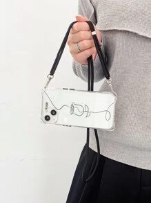 花朵圖案手機殼附帶繩子 - 無色 - 查看 6