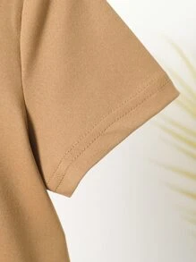 SHEIN 少年男童2入組休閒純色微笑臉印花短袖襯衫和印花短褲套裝，適用於夏季，休閒，派對，日常穿著，學校，旅行，聚會