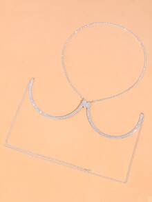 Rhinestone Heart Decor Body Chain - Silver - View 2