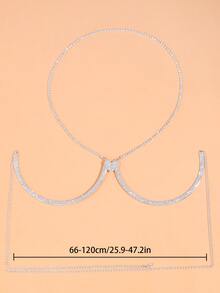 Rhinestone Heart Decor Body Chain - Silver - View 4