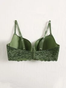 Plus Floral Lace Underwire Bra - Army Green - View 2