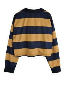 Pullover amplio de rayas combinadas de hombros caídos - Multicolor - Ver 2