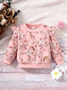 嬰兒印花荷葉邊運動衫