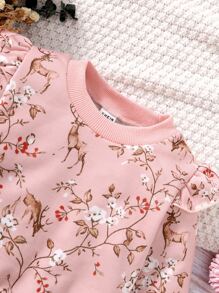 嬰兒印花荷葉邊運動衫