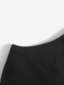SHEIN Baby Girl One Shoulder Solid Tee - Black - View 4