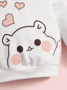 SHEIN 女婴卡通图案卫衣 - 白色 - 查看 4