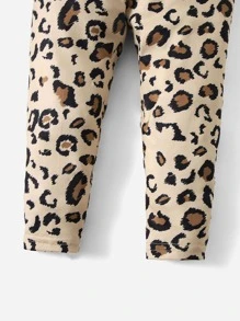 SHEIN Baby Leopard & Slogan Graphic Pullover & Leggings - Multicolor - View 4
