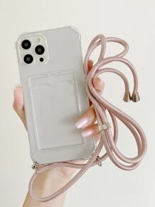 Dây đeo chéo đựng thẻ trong suốt đơn giản tương thích với ốp lưng điện thoại Apple, vỏ bảo vệ mềm chống rơi cho nữ chống nước chống sốc chống trầy xước - Trong sáng - Xem 1