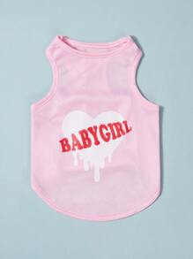 PETSIN Letter Graphic Pet Tank - Baby Pink - View 1