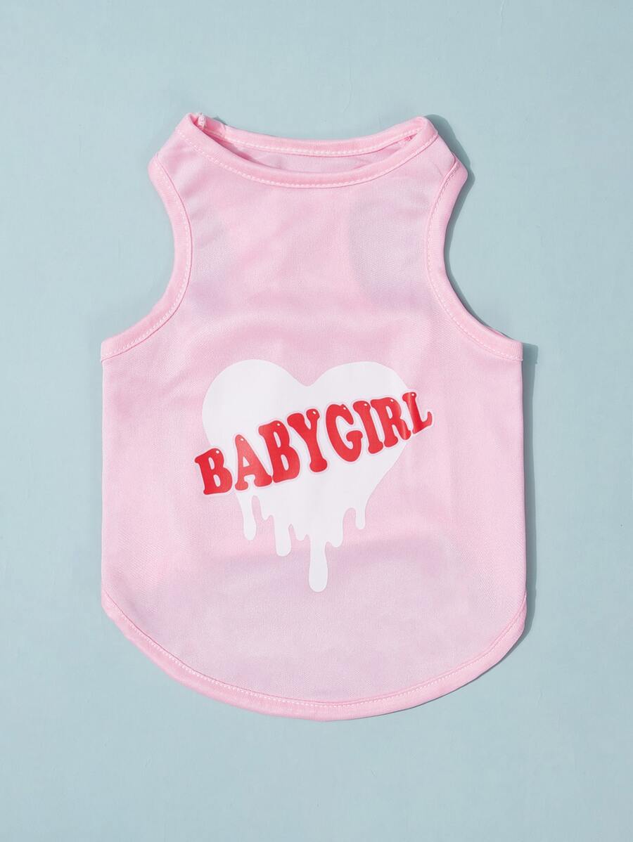 PETSIN Letter Graphic Pet Tank - Baby Pink - View 1