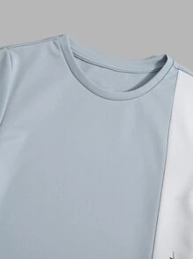 SHEIN Tween Boy Letter Graphic Two Tone Tee & Shorts - Blue and White - View 4