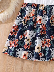 適合青少女穿著的字母和熱帶印花裙 - 彩色 - 查看 3