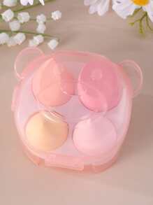 4件套化妆海绵套装，带收纳盒，适用于膏状和粉状遮瑕膏、散粉，价格实惠，是房间装饰、梳妆台、旅行、卧室和化妆配件的理想之选。 - 彩色 - 查看 2