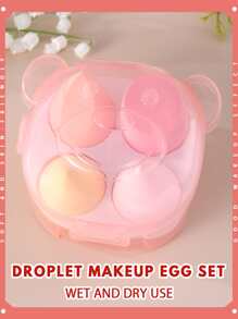 4件套化妆海绵套装，带收纳盒，适用于膏状和粉状遮瑕膏、散粉，价格实惠，是房间装饰、梳妆台、旅行、卧室和化妆配件的理想之选。 - 彩色 - 查看 6