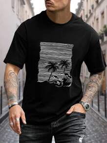 Manfinity RSRT Tops Nam Nhiệt đới Kỳ nghỉ - màu đen - Xem 1